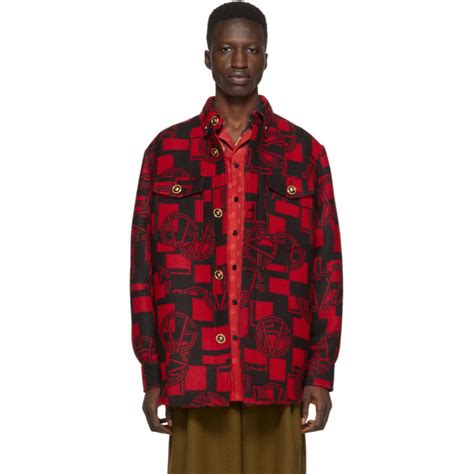 versace red flannel|Versace: Red GV Shirt Jacket .